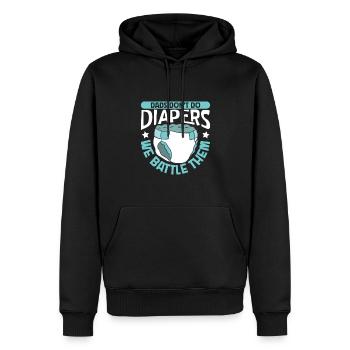Couches Dads Fight - Lange pour bébé - Sweat à capuche Premium bio Homme - noir - Devant - Nico (187cm)