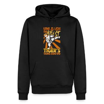 Tigre - Tang Soo Do - Sweat à capuche Premium bio Homme - noir - Devant - Nico (187cm)