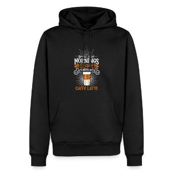 Bonjour avec Caffè Latte - Sweat à capuche Premium bio Homme - noir - Devant - Nico (187cm)