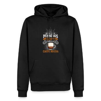 Guten Morgen mit Caffè mocha - Männer Premium Bio Hoodie - Schwarz - Vorne - Nico (187cm)