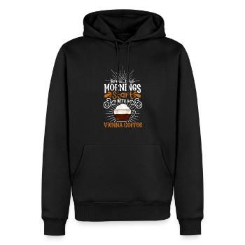 Bonjour avec Vienna Coffee - Sweat à capuche Premium bio Homme - noir - Devant - Nico (187cm)