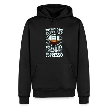 Souriez avec un expresso - Sweat à capuche Premium bio Homme - noir - Devant - Nico (187cm)