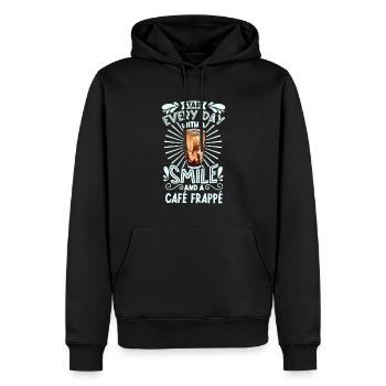 Souriez avec Café Frappé - Sweat à capuche Premium bio Homme - noir - Devant - Nico (187cm)
