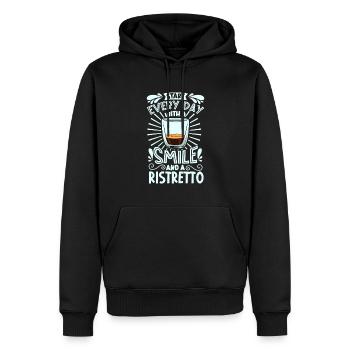 Smile with Ristretto - Men’s Premium Organic Hoodie - black - Front - Nico (187cm)