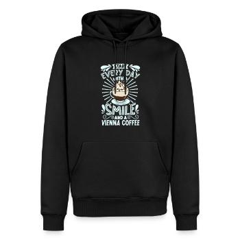 Souriez avec le café de Vienne - Sweat à capuche Premium bio Homme - noir - Devant - Nico (187cm)