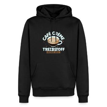 Mein Treibstoff ist Café Crème - Männer Premium Bio Hoodie - Schwarz - Vorne - Nico (187cm)