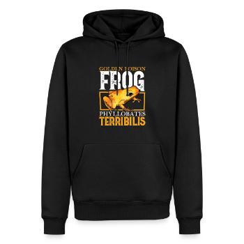 Grenouille à fléchettes empoisonnées dorées - Sweat à capuche Premium bio Homme - noir - Devant - Nico (187cm)