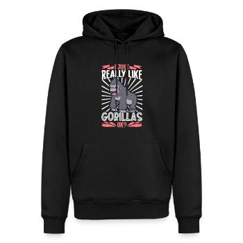 J’aime les gorilles - Gorille - Sweat à capuche Premium bio Homme - noir - Devant - Nico (187cm)