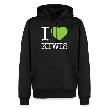 I LOVE KIWIS - Männer Premium Bio Hoodie - Schwarz - Vorne - Nico (187cm)