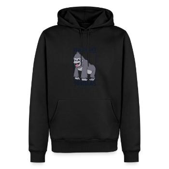 J’aime les gorilles - Gorille - Sweat à capuche Premium bio Homme - noir - Devant - Nico (187cm)