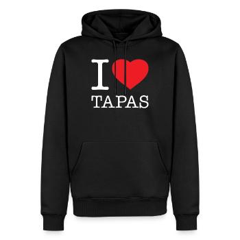 J’ADORE LES TAPAS - Sweat à capuche Premium bio Homme - noir - Devant - Nico (187cm)