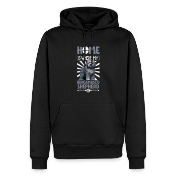 Zuhause - Bergamasker Hirtenhund - Männer Premium Bio Hoodie - Schwarz - Vorne - Nico (187cm)