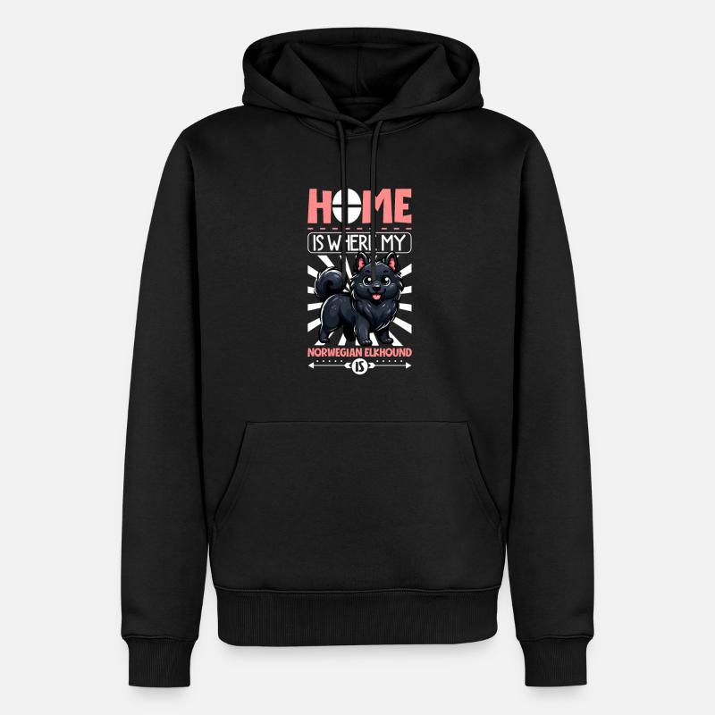 Accueil - Norwegian Elkhound - Sweat à capuche Premium bio Homme - noir