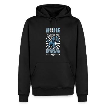 Zuhause - Epagneul Bleu de Picardie - Männer Premium Bio Hoodie - Schwarz - Vorne - Nico (187cm)