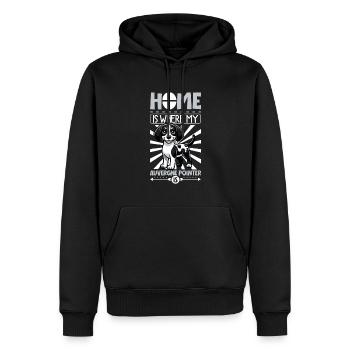 Zuhause - Braque d'Auvergne - Männer Premium Bio Hoodie - Schwarz - Vorne - Nico (187cm)
