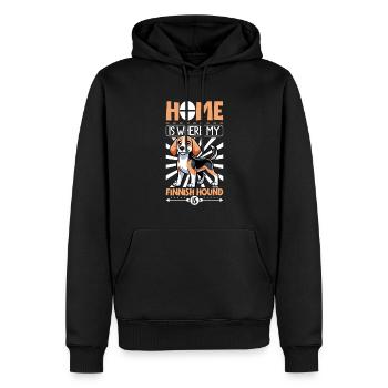 Zuhause - Finnischer Laufhund - Männer Premium Bio Hoodie - Schwarz - Vorne - Nico (187cm)