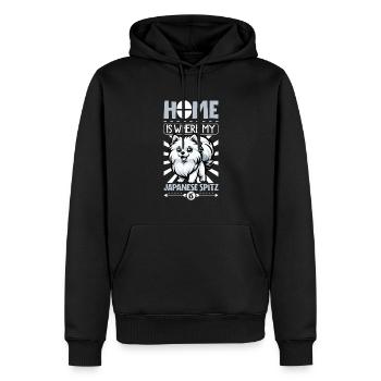 Accueil - Japan-Spitz - Sweat à capuche Premium bio Homme - noir - Devant - Nico (187cm)