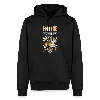 Accueil - Laïka karélo-finlandaise - Sweat à capuche Premium bio Homme - noir - Devant - Nico (187cm)