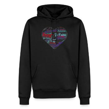 MAMAN. FÊTE DES MÈRES - Sweat à capuche Premium bio Homme - noir - Devant - Nico (187cm)