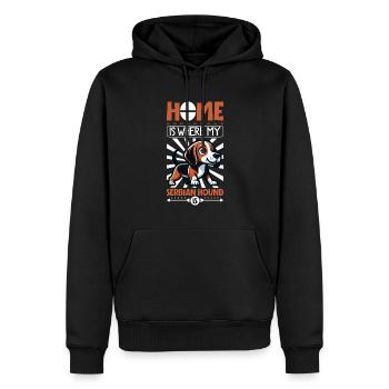 Zuhause - Serbischer Laufhund - Männer Premium Bio Hoodie - Schwarz - Vorne - Nico (187cm)