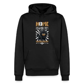 Accueil - Dogue du Tibet - Sweat à capuche Premium bio Homme - noir - Devant - Nico (187cm)