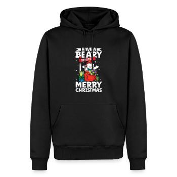 Passez un joyeux Noël avec un ours - Ours de Noël - Sweat à capuche Premium bio Homme - noir - Devant - Nico (187cm)