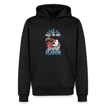 Scelle-ci - Timbre de Noël - Sweat à capuche Premium bio Homme - noir - Devant - Nico (187cm)