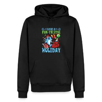 Passez des vacances inoubliables - Christmas Dolphin - Sweat à capuche Premium bio Homme - noir - Devant - Nico (187cm)