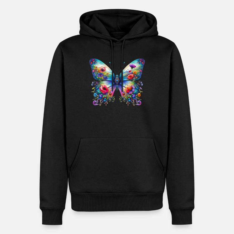 Schmetterling - Männer Premium Bio Hoodie - Schwarz