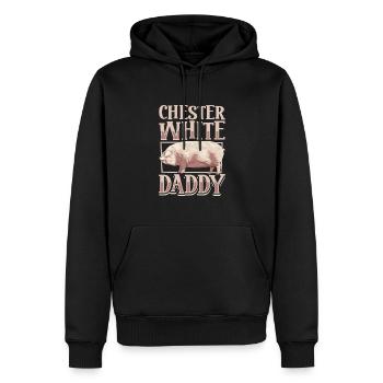 Chester White Schwein Papa - Männer Premium Bio Hoodie - Schwarz - Vorne - Nico (187cm)
