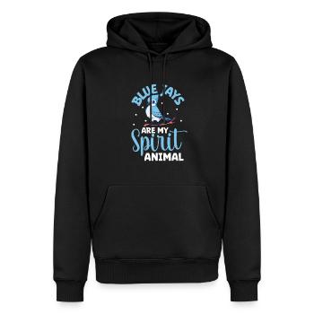 Favourite animal - Blue jay - Men’s Premium Organic Hoodie - black - Front - Nico (187cm)