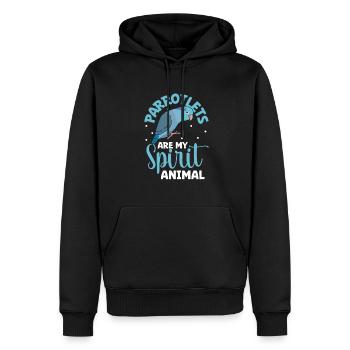 Animal préféré - Perroquet moineau - Sweat à capuche Premium bio Homme - noir - Devant - Nico (187cm)