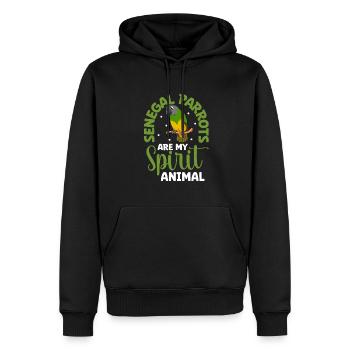 Animal préféré - Perroquet du Sénégal - Sweat à capuche Premium bio Homme - noir - Devant - Nico (187cm)
