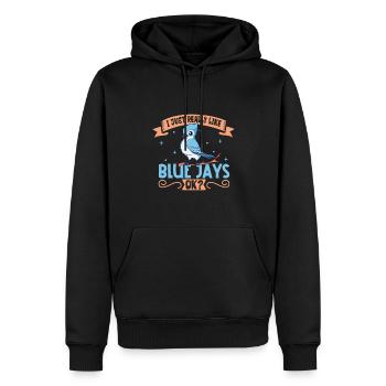 J’aime mon geai bleu - Sweat à capuche Premium bio Homme - noir - Devant - Nico (187cm)
