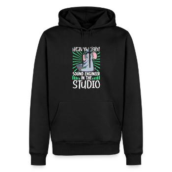 Schwergewicht am Mischpult - Sound Engineer - Männer Premium Bio Hoodie - Schwarz - Vorne - Nico (187cm)