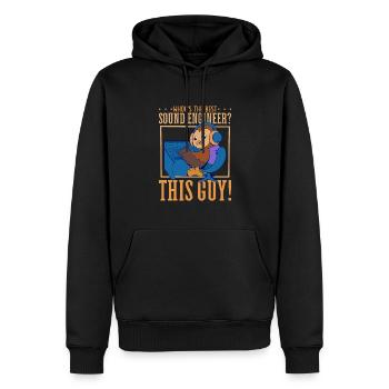 Eule am Mischpult - Sound Engineer - Männer Premium Bio Hoodie - Schwarz - Vorne - Nico (187cm)