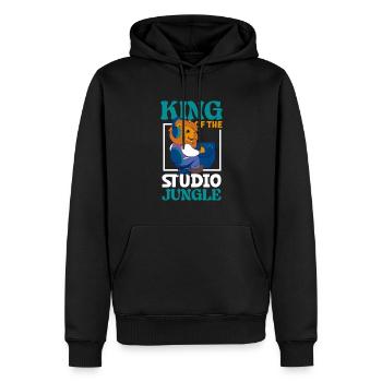 Löwe am Mischpult - Tontechnik - Männer Premium Bio Hoodie - Schwarz - Vorne - Nico (187cm)