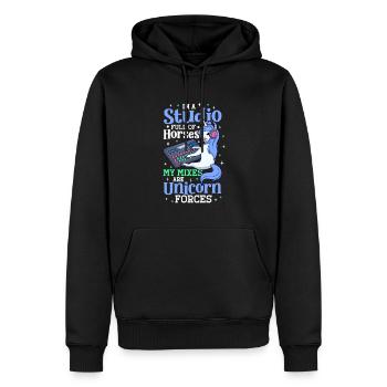 Unicorn Forces at the Mixing Desk - Sound Engineer - Men’s Premium Organic Hoodie - black - Front - Nico (187cm)