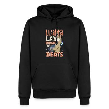 Lama am Mischpult - Sound Engineer - Männer Premium Bio Hoodie - Schwarz - Vorne - Nico (187cm)