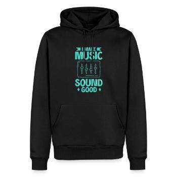 Je fais sonner la musique bien - Ingénieur du son - Sweat à capuche Premium bio Homme - noir - Devant - Nico (187cm)