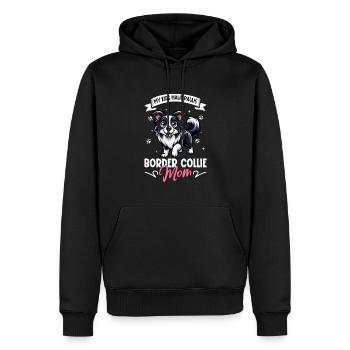 Maman border collie - Sweat à capuche Premium bio Homme - noir - Devant - Nico (187cm)