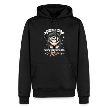 Ovcharka caucasienne maman - Sweat à capuche Premium bio Homme - noir - Devant - Nico (187cm)