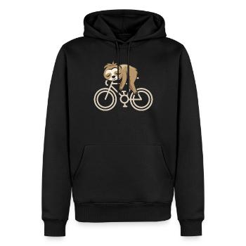 Fahrrad Faultier Rennrad Gravel Comic Cartoon Logo - Männer Premium Bio Hoodie - Schwarz - Vorne - Nico (187cm)