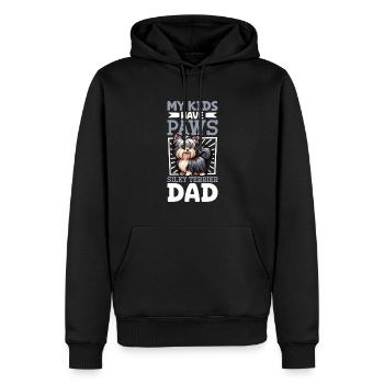 Papa Silky Terrier Australien - Sweat à capuche Premium bio Homme - noir - Devant - Nico (187cm)