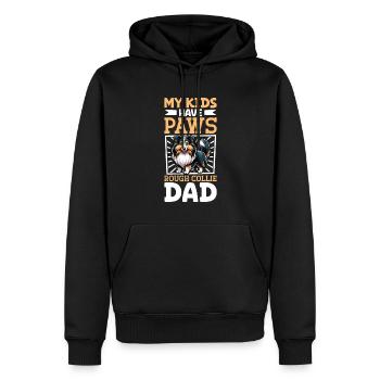 Langhaarcollie Papa - Männer Premium Bio Hoodie - Schwarz - Vorne - Nico (187cm)