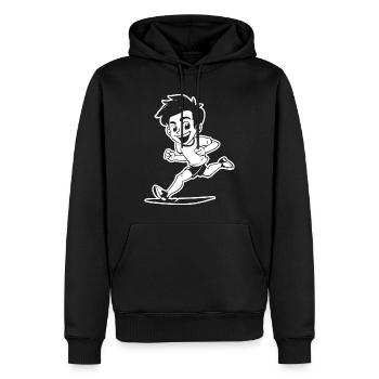 Marathon Junge Zeichnung - Männer Premium Bio Hoodie - Schwarz - Vorne - Nico (187cm)