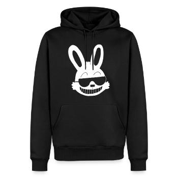 Weißes Kaninchen zeigt sich - Männer Premium Bio Hoodie - Schwarz - Vorne - Nico (187cm)