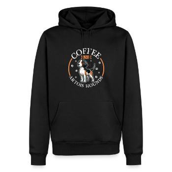 Café et Chien d’Artois - Sweat à capuche Premium bio Homme - noir - Devant - Nico (187cm)
