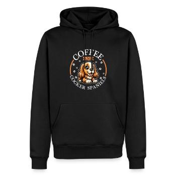 Kaffee und English Cocker Spaniel - Männer Premium Bio Hoodie - Schwarz - Vorne - Nico (187cm)