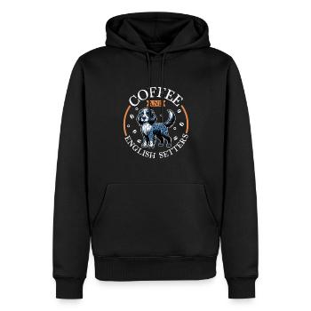 Café et Setter Anglais - Sweat à capuche Premium bio Homme - noir - Devant - Nico (187cm)